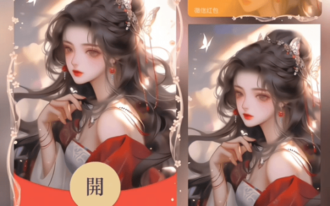 [微信红包封面卡通系列] 红衣女子Mi
