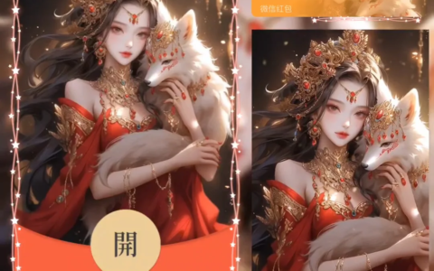 [微信红包封面少女系列] 红裙九尾狐仙
