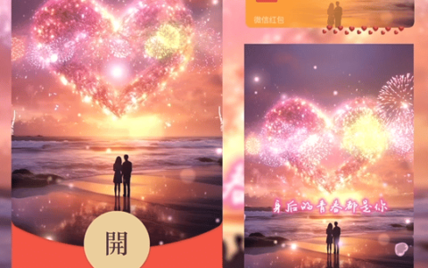 [微信红包封面烟花系列]海滩爱心烟花/ts