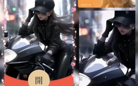 [微信红包封面黑丝美女系列]机车酷女孩