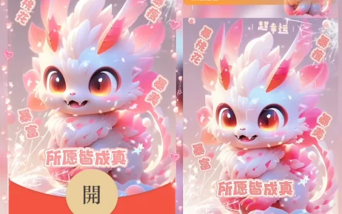 [微信红包封面萌宠系列]桃花祝福龙龙 所愿皆成真