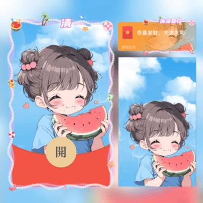 [微信红包封面情侣系列]吃瓜女孩