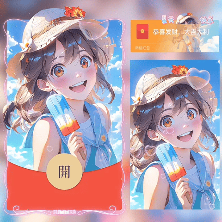 [微信红包封面少女系列]女孩，夏天快乐/西瓜