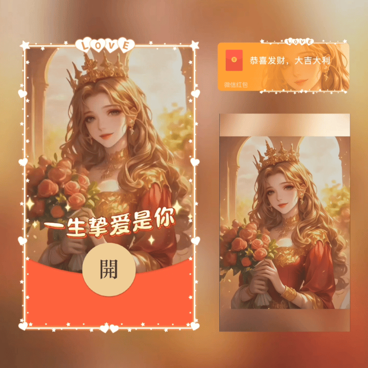 [微信红包封面情侣系列] 一生挚爱是你/女