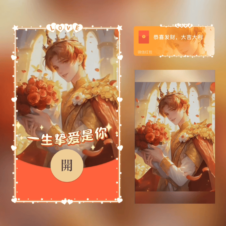 [微信红包封面情侣系列] 一生挚爱是你/男