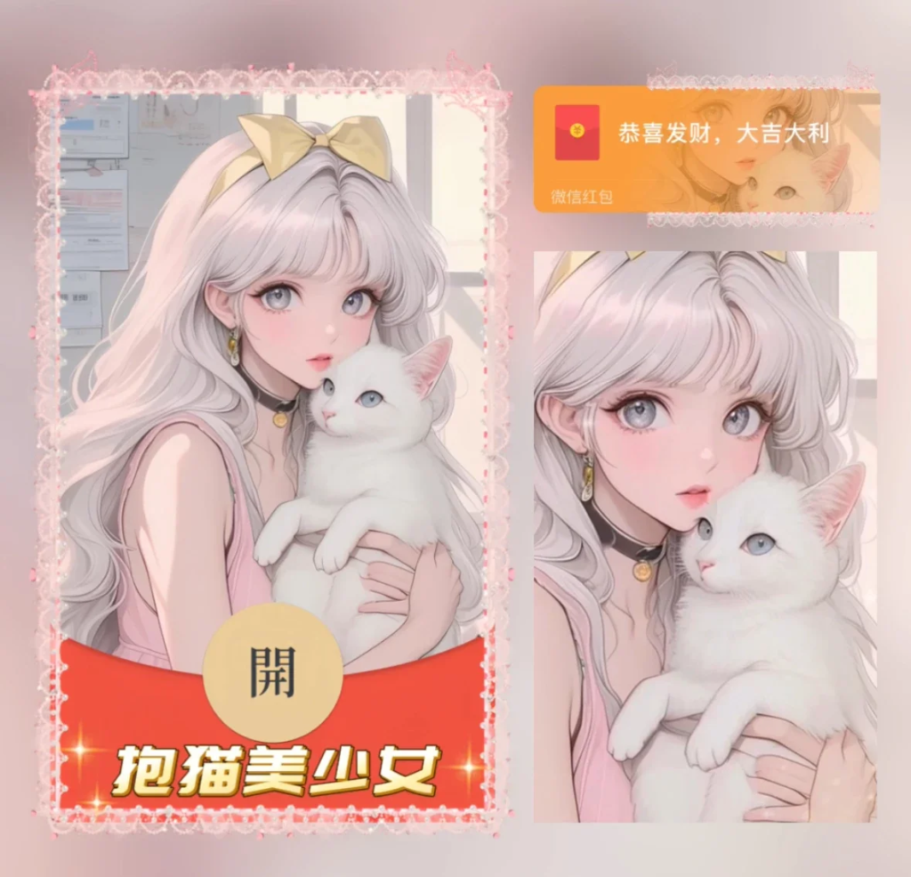 [微信红包封面少女系列] 抱猫美少女