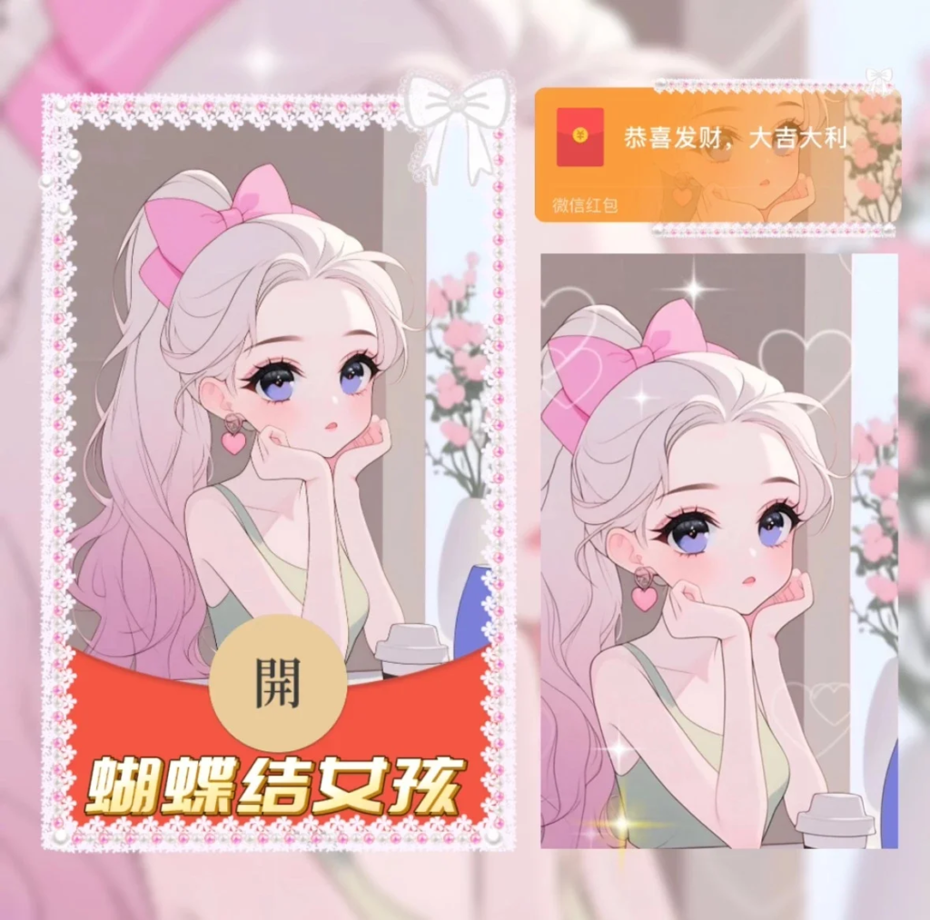 [微信红包封面少女系列] 蝴蝶结女孩