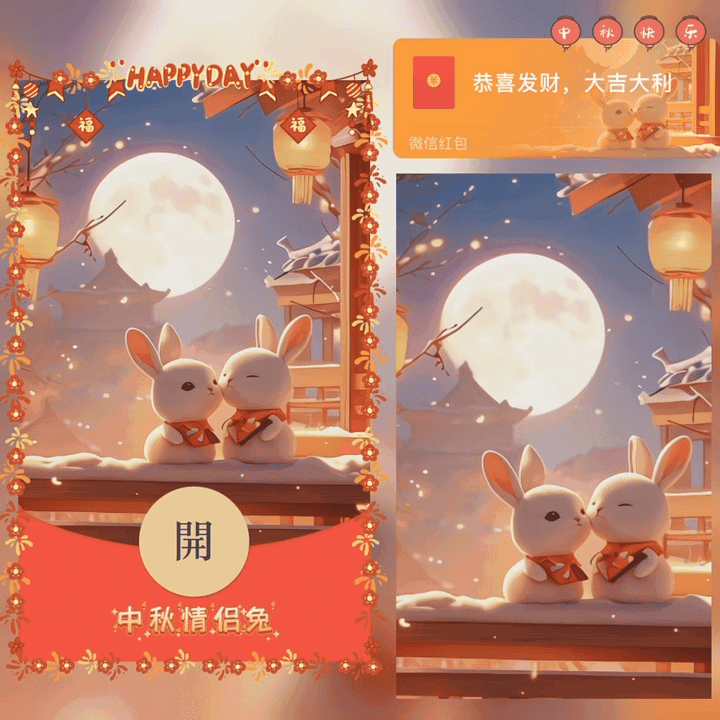 [中秋系列] 中秋情侣兔 / 但愿人长久 千里共婵娟 / 新版动态 / ᥫᩣ