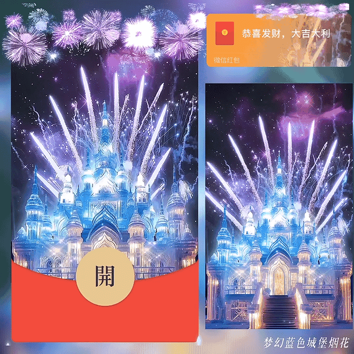 [烟花系列] 梦幻蓝色城堡烟花 /新版动态bz