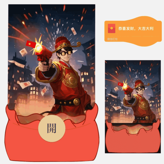 [鼓包系列] 暴富财神红包发射/鼓包/裸眼3D/ln