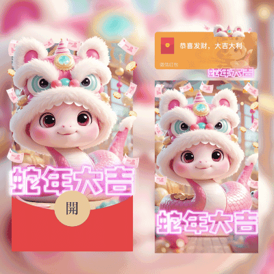 蛇年大吉之粉蛇