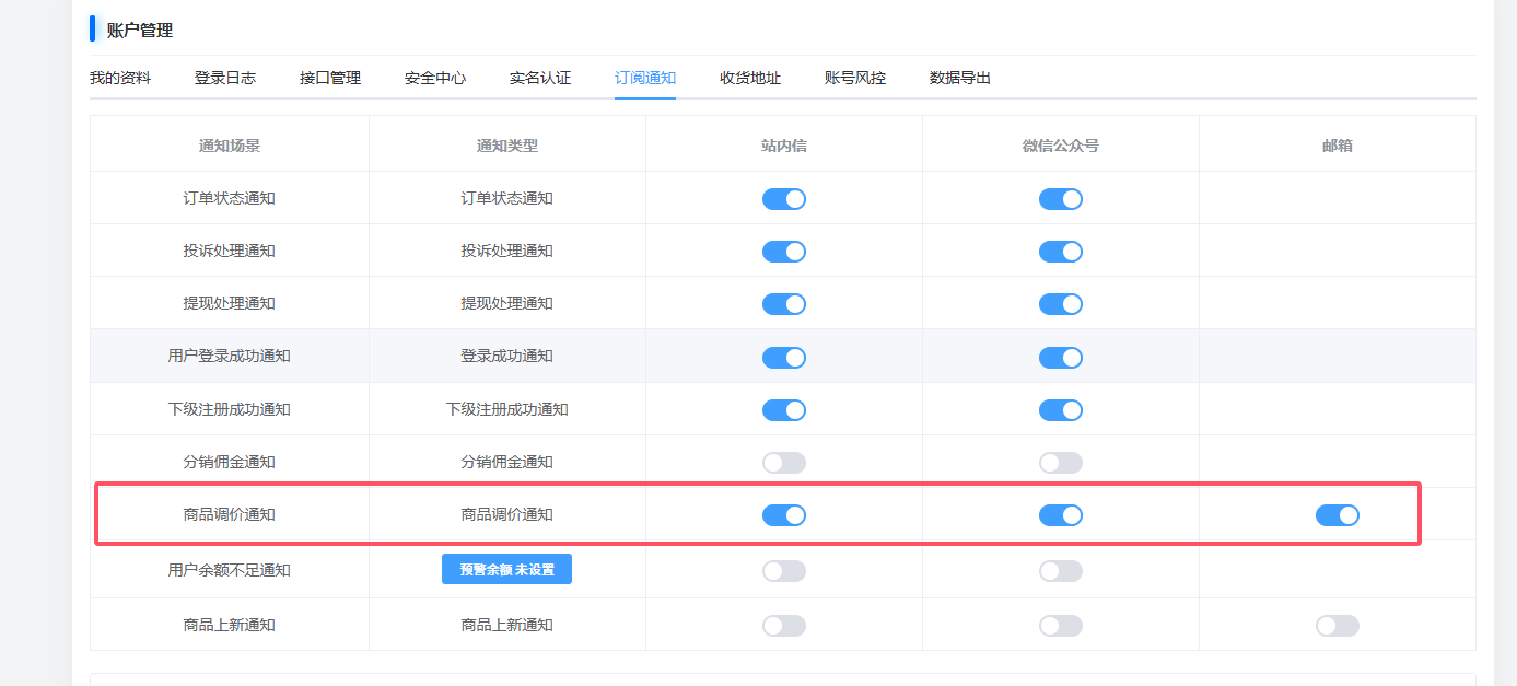如何开启商品上下架通知